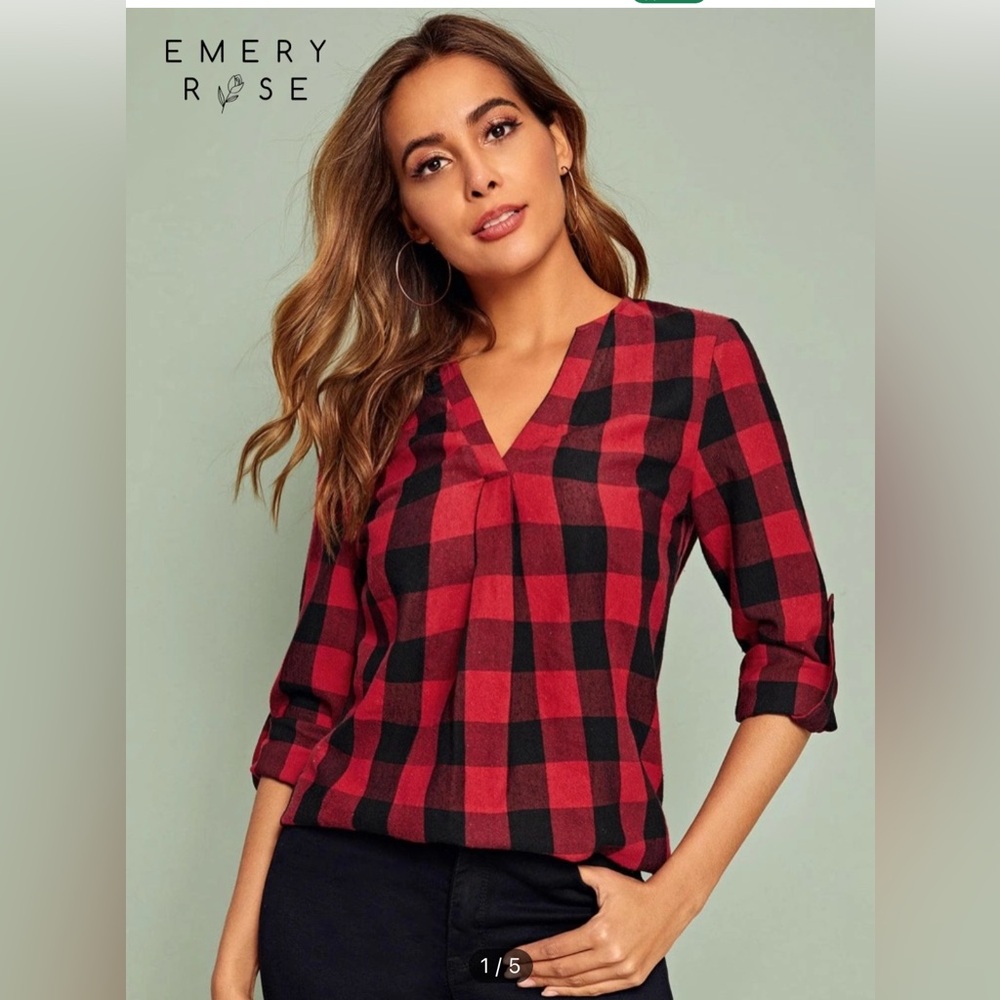 Plaid full sleeves blouse